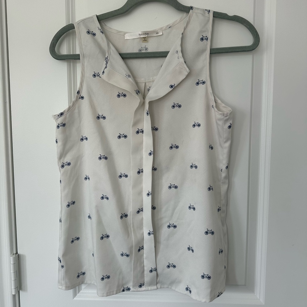 Fun 2 fun Bicycle Print Sleeveless Top
